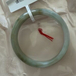 Certified Grade A Burma Jade Mixed Green Bangle – 55.7mm
